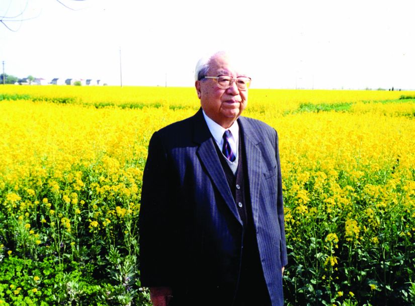 2000年4月1日二十四访江村时，费孝通在开弦弓村油菜田留影.jpg